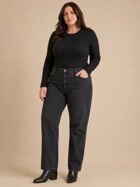Ralph Lauren Jeans Black Denim Classic Straight Womens 16 Minimalist Monochrome